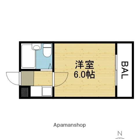 サンビル勝山北(1K/7階)の間取り写真
