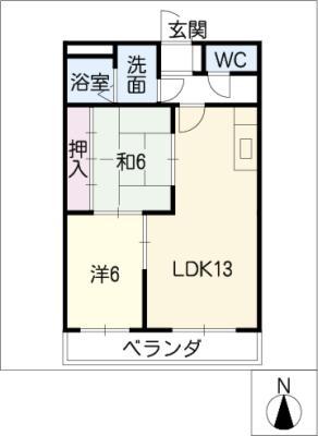 ハイネス井上(2LDK/3階)の間取り写真