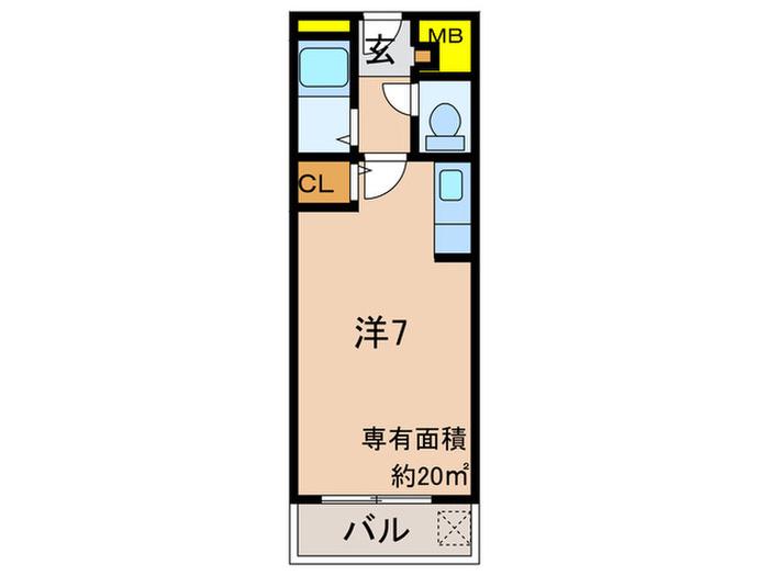 ガーデンイールハイツ(ワンルーム/3階)の間取り写真