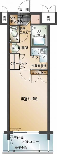 エンクレスト天神(1K/2階)の間取り写真