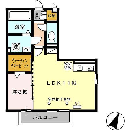 ドミール和合(1LDK/2階)の間取り写真