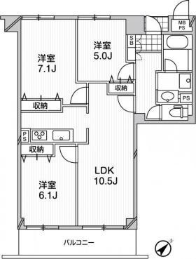 アーバンフラッツつつじヶ丘(3LDK/2階)の間取り写真
