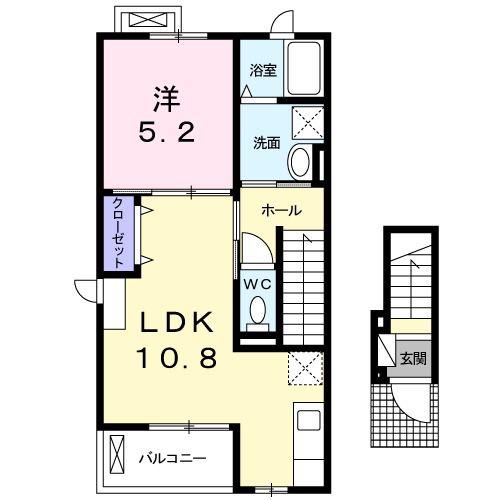 サンライズ・パークス(1LDK/2階)の間取り写真