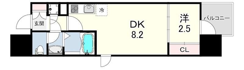 セレニテ神戸駅前アリエ(1LDK/7階)の間取り写真