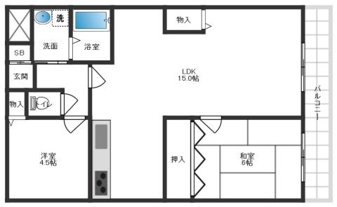 シャインヒル郡家(3DK/3階)の間取り写真