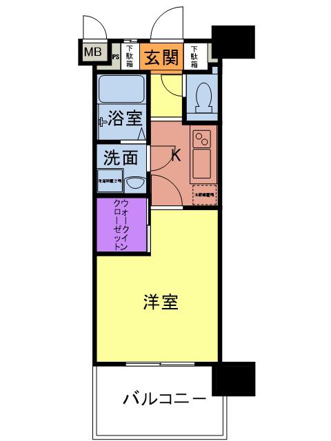 エンクレスト博多駅南III(1K/5階)の間取り写真