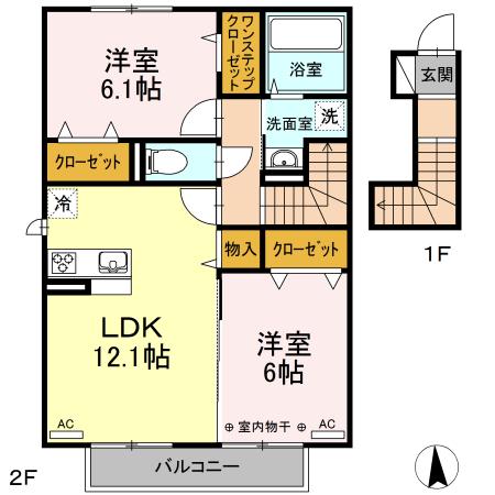 M・ヴィレッジ(2LDK/2階)の間取り写真