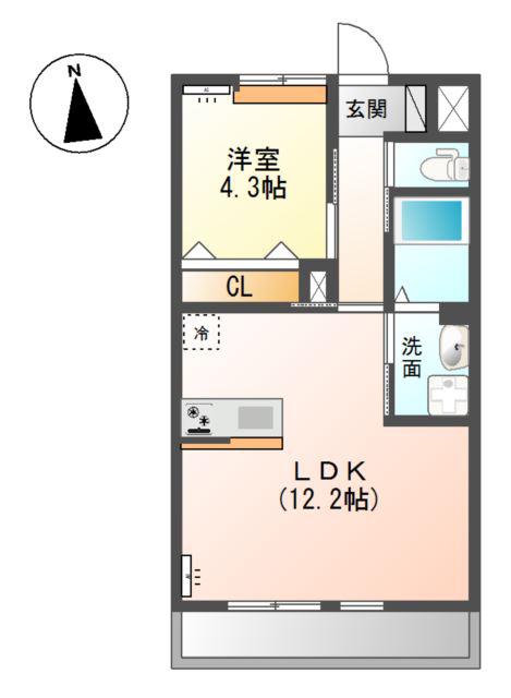オラデルメーゼ(1LDK/2階)の間取り写真