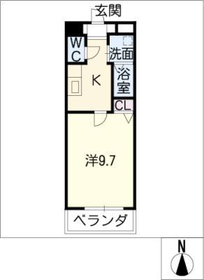 クレール 旭(1K/3階)の間取り写真