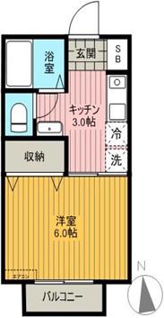 Yハイツ(1K/1階)の間取り写真