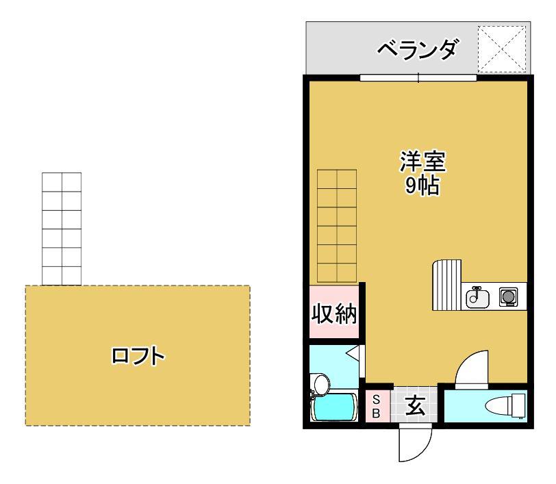 コンフォート岡(ワンルーム/1階)の間取り写真