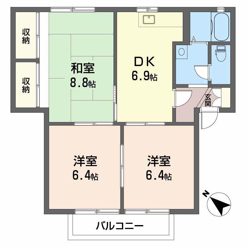 ハイマート・白石C(3DK/2階)の間取り写真