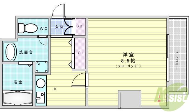 アスール江坂(1K/7階)の間取り写真