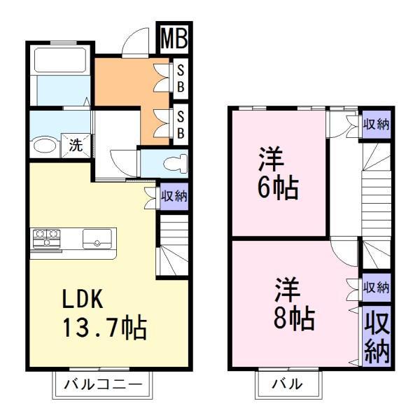 COMFORT α(2LDK/1階)の間取り写真