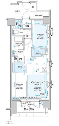 CLIOラベルヴィ中央湊(2LDK/10階)の間取り写真
