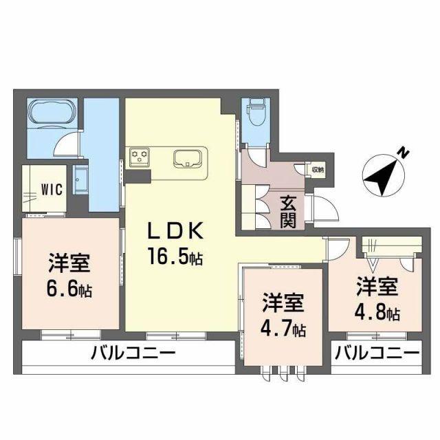 スパシオコモド春日原(3LDK/3階)の間取り写真