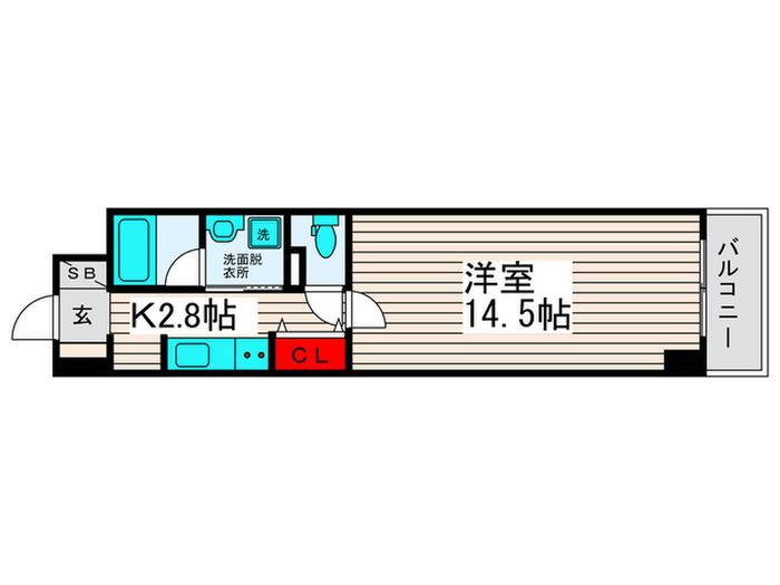 ロイヤルパークスシーサー(1K/2階)の間取り写真