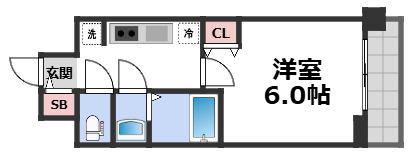 エスリード大阪エヴォルツ(1K/2階)の間取り写真