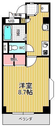 クオーレ前山(1K/3階)の間取り写真