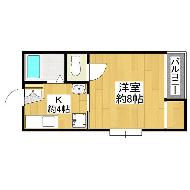 LAX千現(1K/2階)の間取り写真