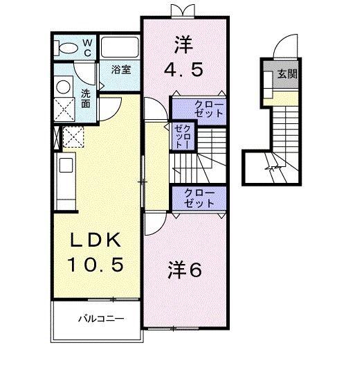 メゾン.ド.ノルテ(2DK/2階)の間取り写真