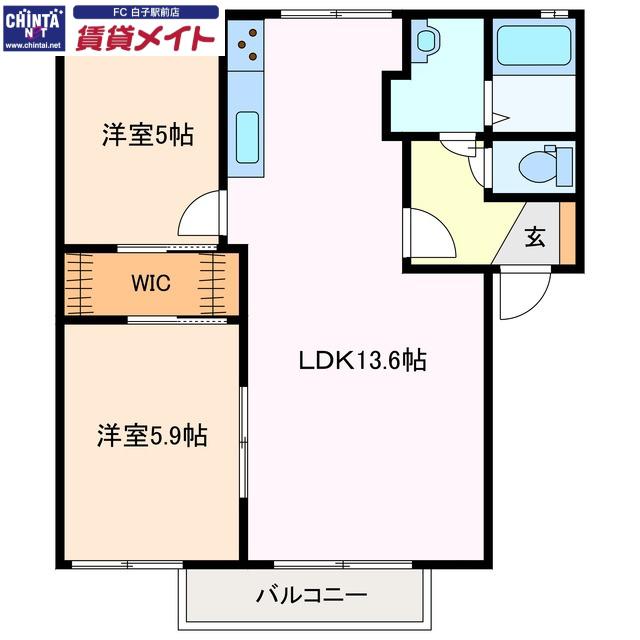 エリアM(2LDK/2階)の間取り写真