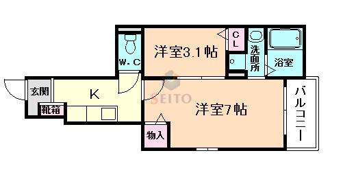 サニーレジデンス西三国H(2K/1階)の間取り写真