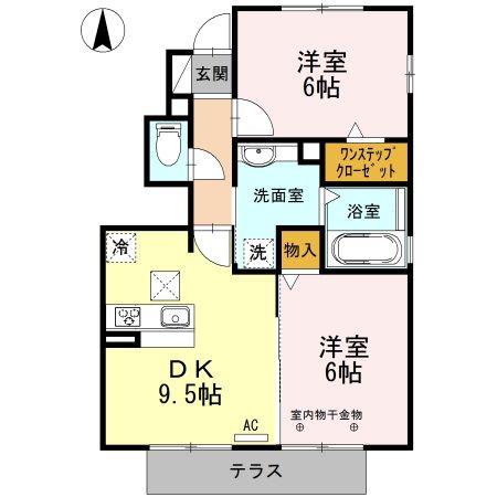 ナッシュビル(2DK/1階)の間取り写真