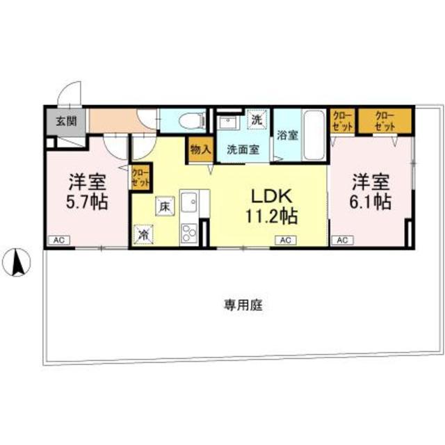 ティアラ(2LDK/1階)の間取り写真