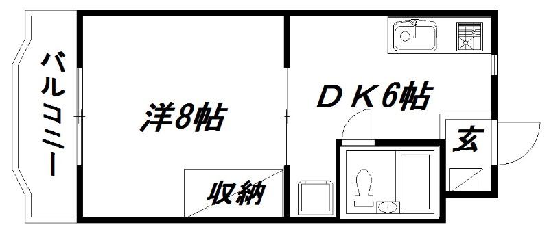 リバティI(1DK/3階)の間取り写真