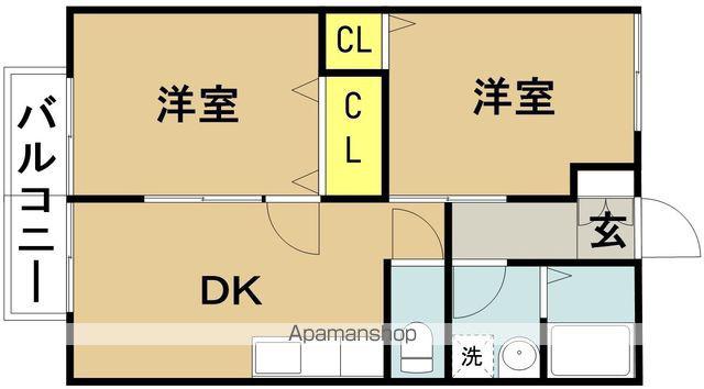 ファミールあおきA・B棟(2LDK/2階)の間取り写真