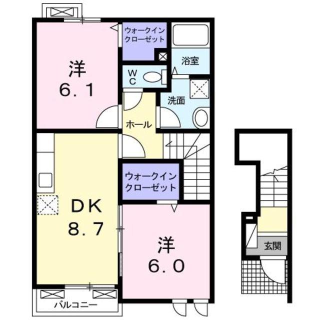 クラール・アイ(2DK/2階)の間取り写真