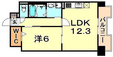 エルイソベ三宮(1LDK/4階)の間取り写真
