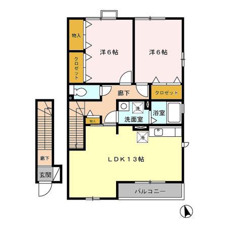 エクセルパークA.B(2LDK/2階)の間取り写真