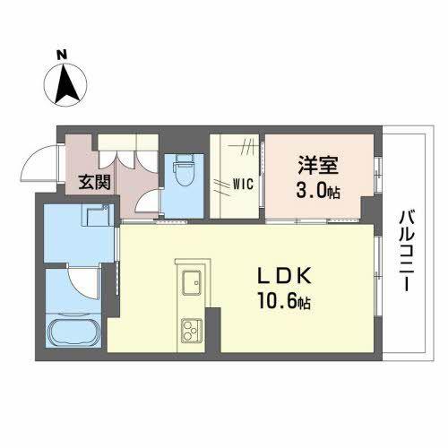 ルミエール ベレオ茶屋町(1LDK/2階)の間取り写真