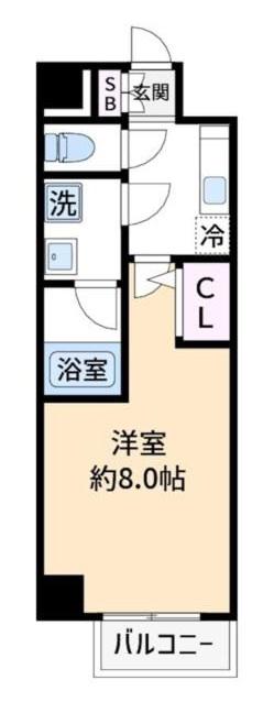 ベルグレードSK(1K/9階)の間取り写真