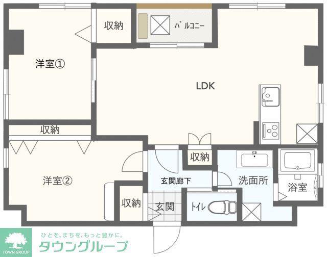 タカデン音羽(2LDK/7階)の間取り写真