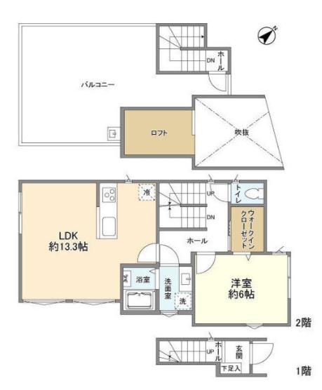NOAH東池袋(1LDK/2階)の間取り写真