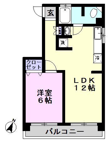 北小金京葉コーポ(1LDK/2階)の間取り写真