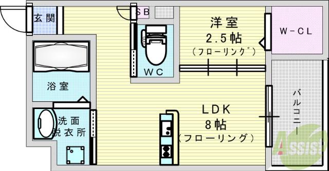 ワコーレヴィータ千里豊津(1LDK/3階)の間取り写真