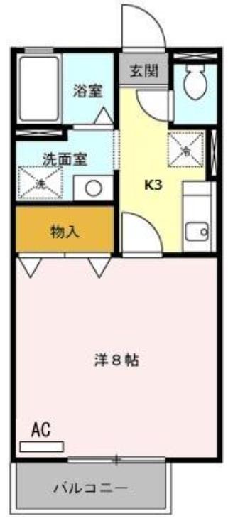 サーフスリー曽師B棟(1K/1階)の間取り写真