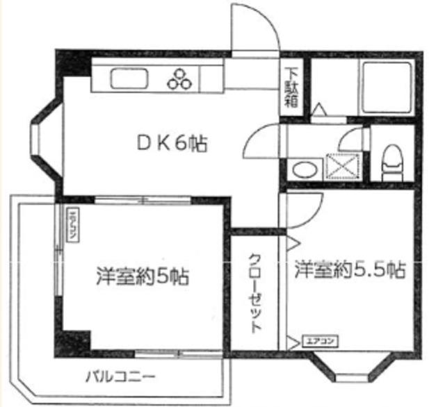 アーク聖蹟桜ヶ丘(2DK/3階)の間取り写真
