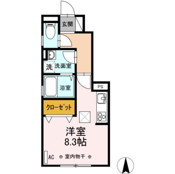 フロントパーク(ワンルーム/1階)の間取り写真