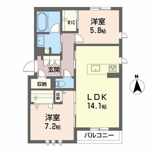 BEREO KEGO(2LDK/2階)の間取り写真
