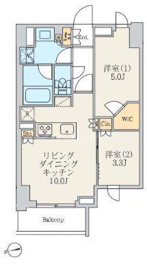 クレストコート北千住レジデンス(2LDK/7階)の間取り写真