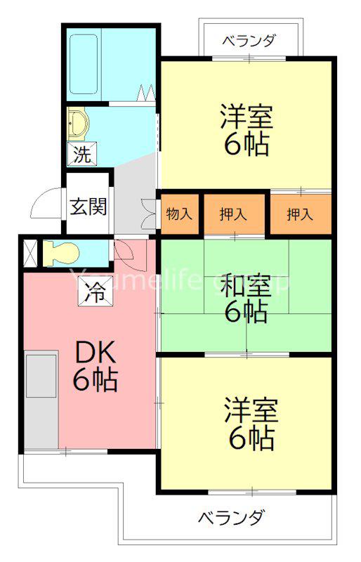 代官サニーハイツ(3DK/1階)の間取り写真