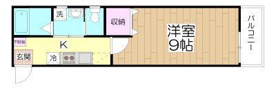 COURT BROWNIE(1K/2階)の間取り写真