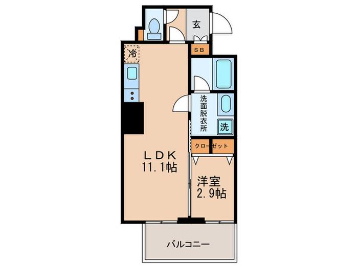 MCOURT新町(1LDK/13階)の間取り写真