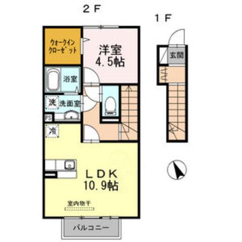 セジュール プランドール A棟(1LDK/2階)の間取り写真