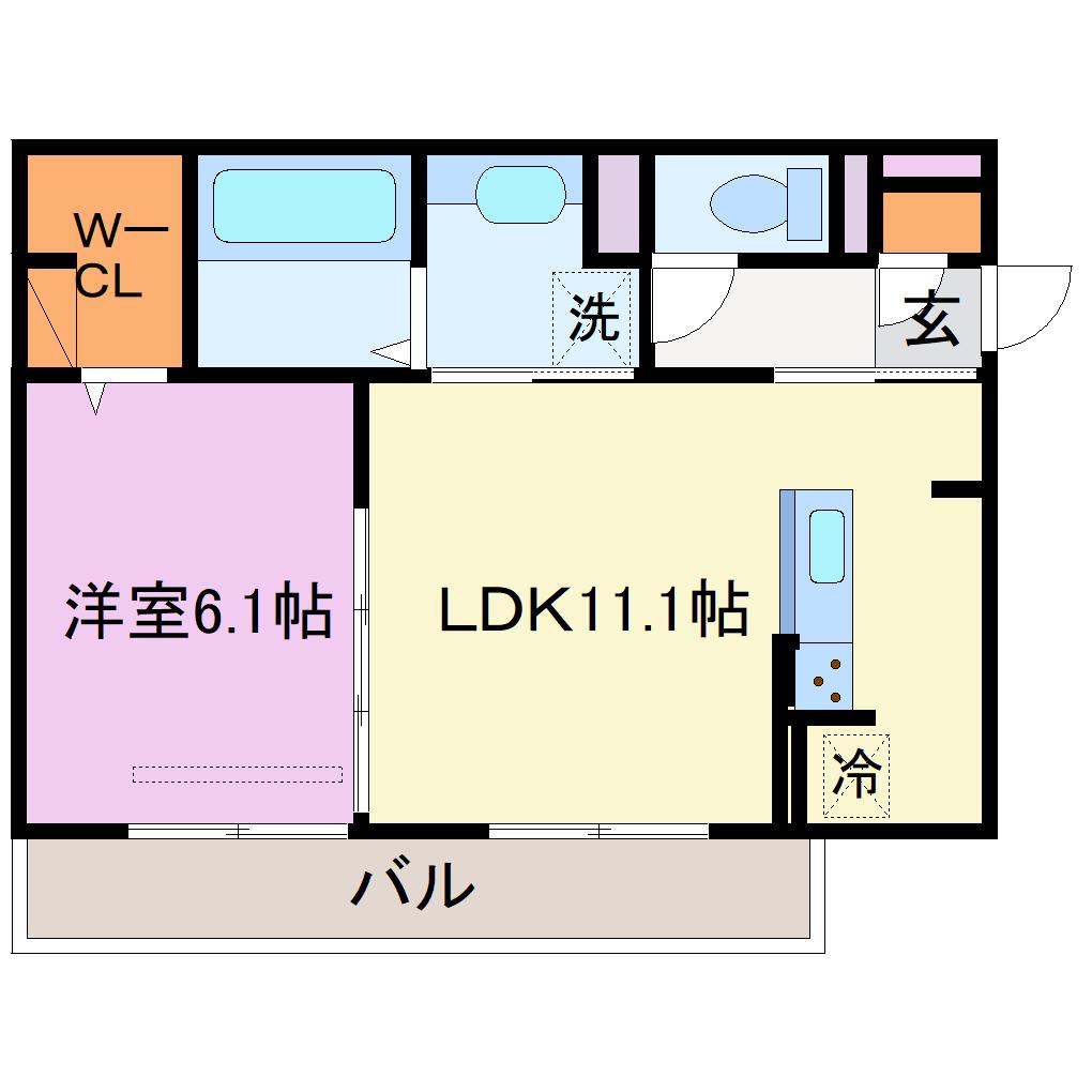 GRAMM竹田(1LDK/2階)の間取り写真